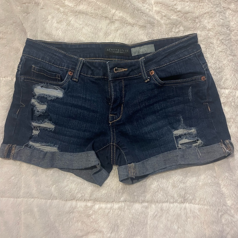 AÉROPOSTALE MIDI ripped jean shorts